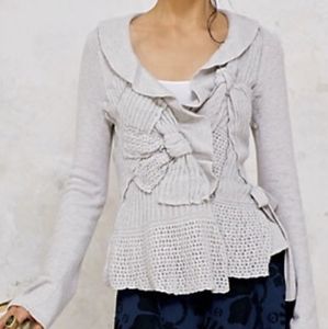 New Moth Anthropologie bow cardigan in dark gray